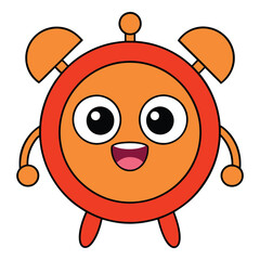 A quirky alarm clock character with big, googly eyes, a wide, cheeky grin, and wobbly bells on top, ready to wake everyone up with its hilarious, over-the-top energy!