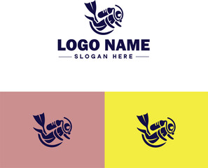 Scuba Diving icon Underwater diving Deep-sea exploration Subaquatic exploration flat logo sign symbol editable vector