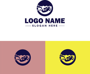 Scuba Diving icon Underwater diving Deep-sea exploration Subaquatic exploration flat logo sign symbol editable vector