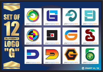 Business Corporate Logo Set, Alphabet G abstract logos, Flat Icons For Business Template Logo, Square Elements, Website, Business Symbol And Circle Elements