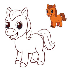 A cheerful, smiling horse cartoon mascot with bright eyes and a playful expression. Designed with a friendly pose, it’s perfect for branding, logos, or fun illustrations.