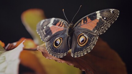Spectacular Two-Eyed Butterfly on Leaf