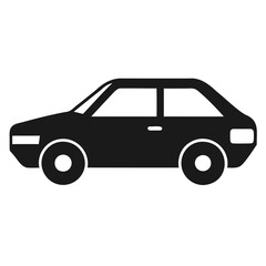 Simple silhouette of a classic car, black silhouette of a small car