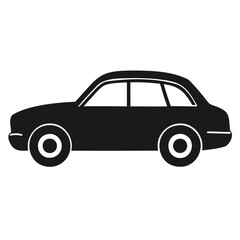 Simple silhouette of a classic car, black silhouette of a small car