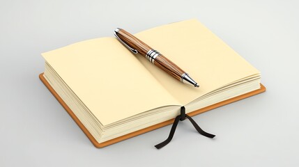 A sleek notebook with blank pages and a stylish pen rests on a light surface, inviting creativity and ideas.