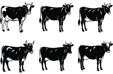 Exploring the World of Bundle Cows shilhouette. Animal vector silhouette , clip art, and symbol. Shilhouette of animal concept and simple design. 