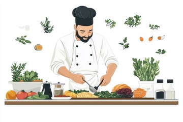 Chef preparing a vibrant healthy salad with fresh ingredients