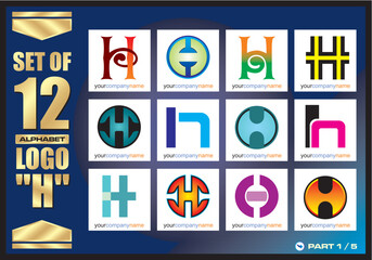 Business Corporate Logo Set, Alphabet H abstract logos, Flat Icons For Business Template Logo, Square Elements, Website, Business Symbol And Circle Elements