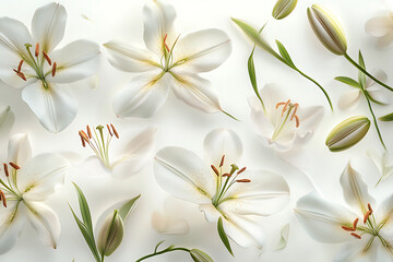 Fototapeta premium Elegant White Lilies A Serene Floral Close-Up 