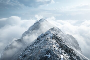 Snowy mountain peaks with blue sky. Neural network ai generated