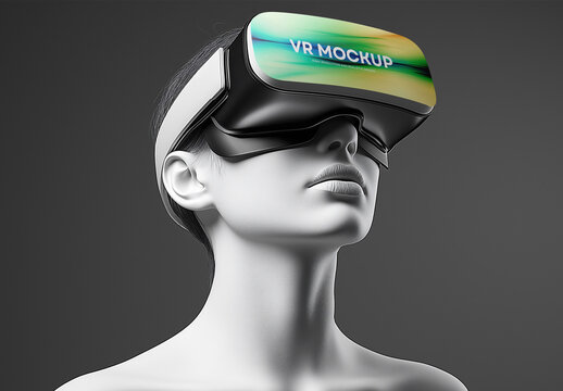 VR Headset Mockup with a Realistic Display, featuring a High-Quality Virtual Reality Device PSD, designed as an Editable 3D Wearable Technology Template for UI/UX Design & Branding