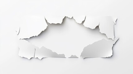 Torn Paper Frame on White Background for Creative Designs and Layouts