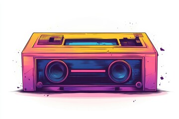 Retro Cassette Player Vibrant 80s Design Music Nostalgia