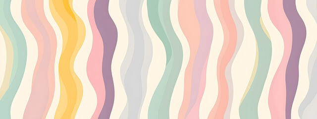 A pattern of wavy lines in pastel colors, creating an abstract background with a sense of movement and depth
