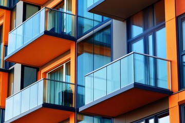 Obraz premium Elegant Laminated Safety Glass Railing for Modern Architecture. Stylish Detail in Frosted and Tinted Finish for Exterior Pathway and Landscape Design