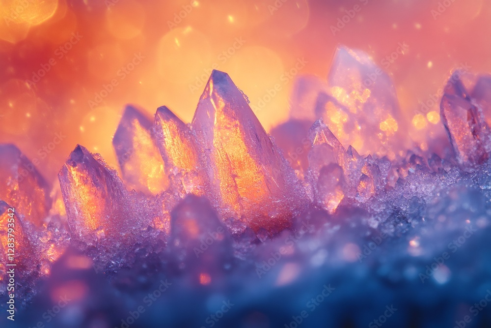 Poster macro closeup of sparkling crystals creating magical landscape