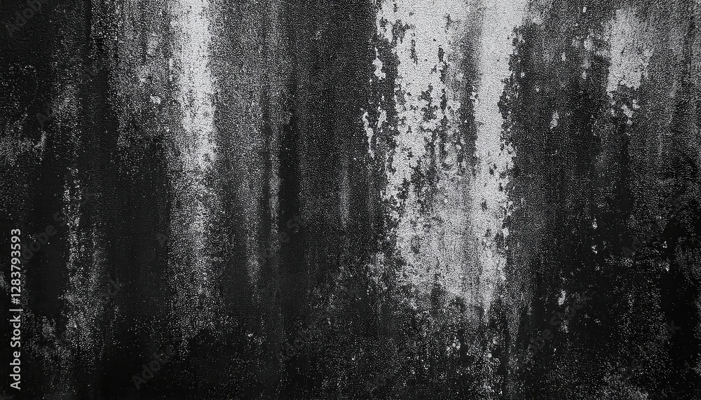 Aufkleber dark abstract grunge texture with rough black and white streaks, weathered distressed surface ideal 