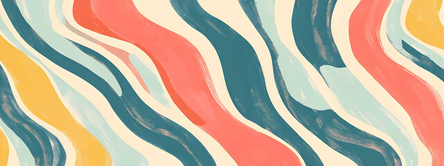 A pattern of wavy lines in pastel colors, creating an abstract background with a sense of movement and depth
