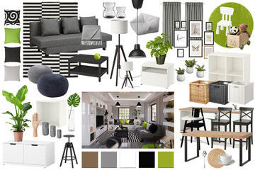 Modern Interior Design Mood Board with Scandinavian Style