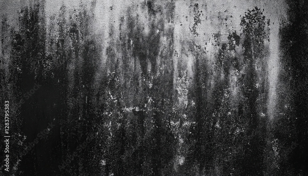 Poster dark abstract grunge texture with rough black and white streaks, weathered distressed surface ideal 