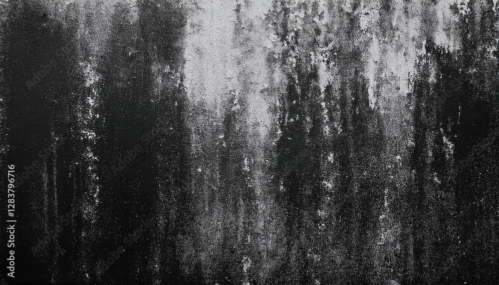 Poster dark abstract grunge texture with rough black and white streaks, weathered distressed surface ideal 