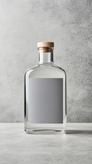 Elegant Flat Vodka Bottle with Simple Style and Wooden Cap