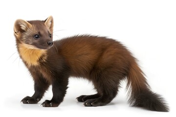 Obraz premium Brown American pine marten isolated on white background