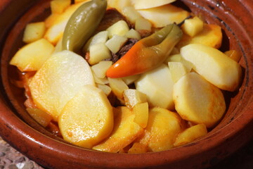 Close-up of Moroccan Tajine with Potatoes