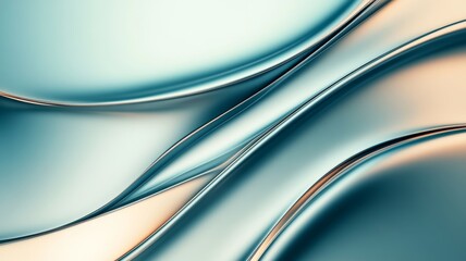 Fototapeta premium Abstract Teal and Beige Liquid Metal Swirls Background