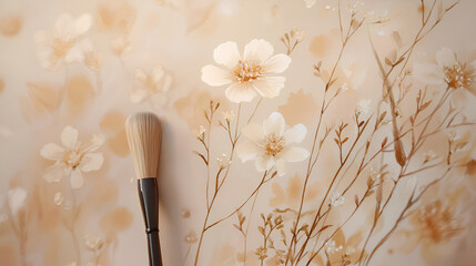 Floral brushstroke artistry with delicate flowers and subtle tones in this warm and calming artistic scene.
