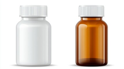 White and Amber Bottles for Pharmaceuticals and Nutritional Products