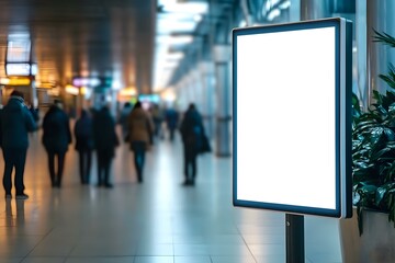 Mockup Blank LED Screen Billboard in Front of Entrance for Advertising