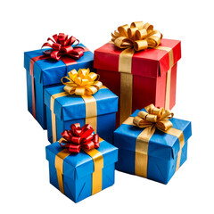 Obraz premium Multiple Festive 3D Gift Box, Colorful Present with Glossy Ribbon