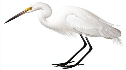 Obraz premium Elegant White Bird with Long Neck and Slim Legs Standing Gracefully