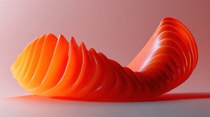 Abstract Orange Sculpture: A Study in Curves and Light