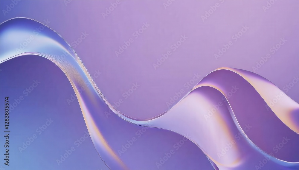 Poster fluid abstract wave in violet and lavender tones with glossy surface, futuristic background for design and digital art

