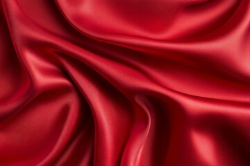 Obraz premium Vibrant red silk fabric with flowing texture. Neural network AI generated