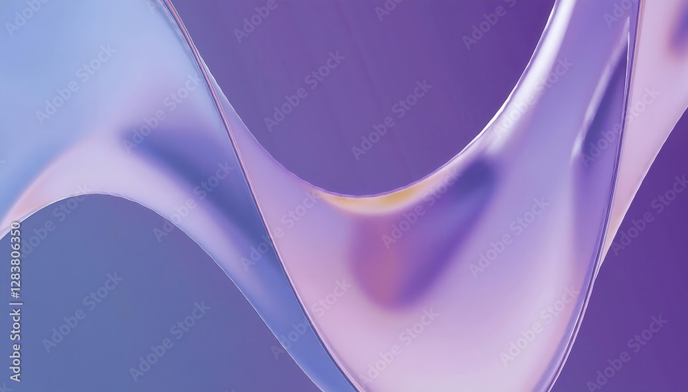Poster fluid abstract wave in violet and lavender tones with glossy surface, futuristic background for desi