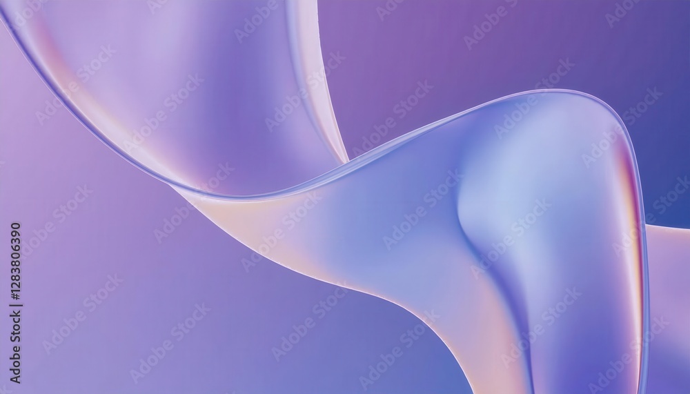 Aufkleber fluid abstract wave in violet and lavender tones with glossy surface, futuristic background for design and digital art


