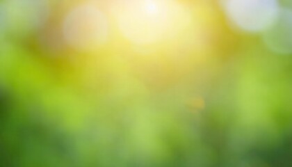 Obraz premium soft focus green and yellow sunlight bokeh background with natural blurred foliage, ideal for eco friendly designs and wellness themes