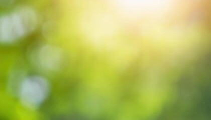 Obraz premium soft focus green and yellow sunlight bokeh background with natural blurred foliage, ideal for eco friendly designs and wellness themes