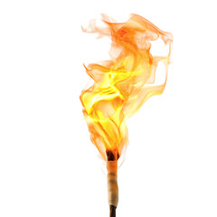 DIY Torch with Glowing Flame Isolated on Transparent Background