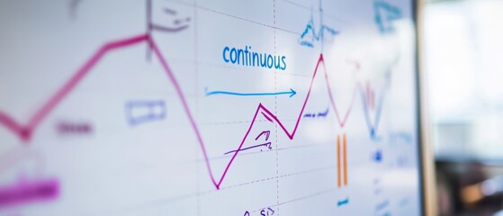 Dynamic graph sketches capture continuous progress and innovation, illustrating an evolving journey in a modern workspace.