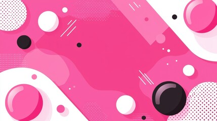 Abstract colorful background design featuring circular shapes and smooth curves in vibrant pink, black, and white tones for modern creative projects