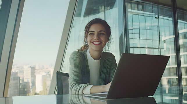 Jeune femme cr&eacute;ative travaillant sur un ordinateur portable dans son studio