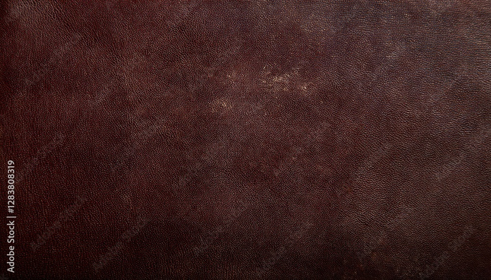 Poster close-up of aged brown leather texture with subtle creases and fine grain pattern, perfect for backg