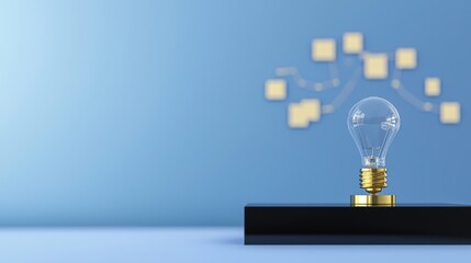 Lightbulb on Stand Symbolizing Innovation and Ideas in a Minimalistic and Realistic Photography Style