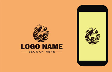 Seafood Restaurant icon Fish restaurant Seafood eatery Oceanic cuisine establishment flat logo sign symbol editable vector