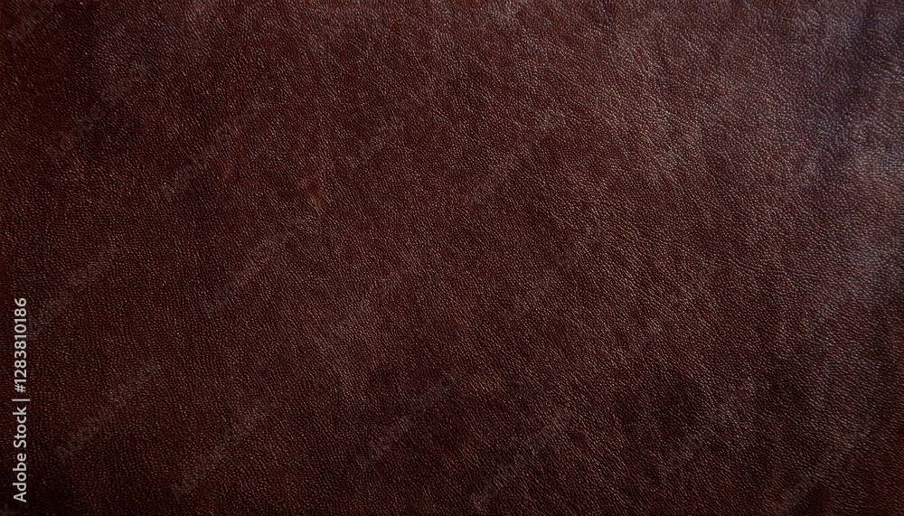 Poster close-up of aged brown leather texture with subtle creases and fine grain pattern, perfect for backg