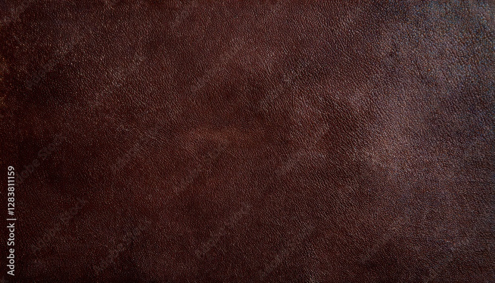 Poster close-up of aged brown leather texture with subtle creases and fine grain pattern, perfect for backg